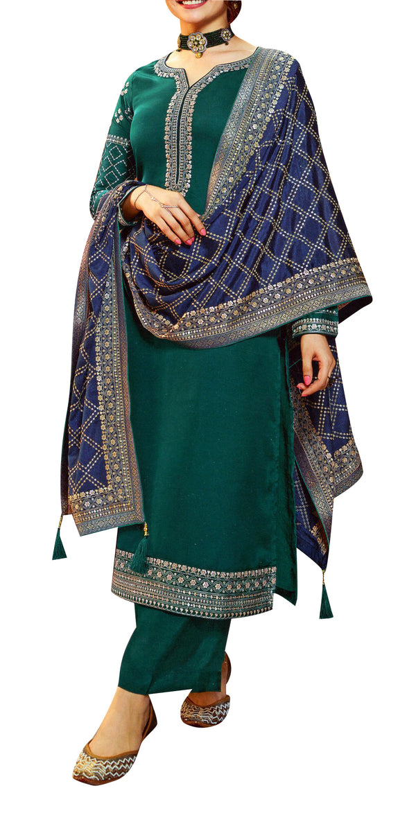 Ladyline Customized Maslin Silk Salwar Kameez Suit Partywear Indian Dress Custom Size