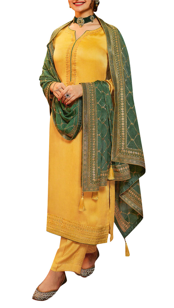 Ladyline Customized Maslin Silk Salwar Kameez Suit Partywear Indian Dress Custom Size