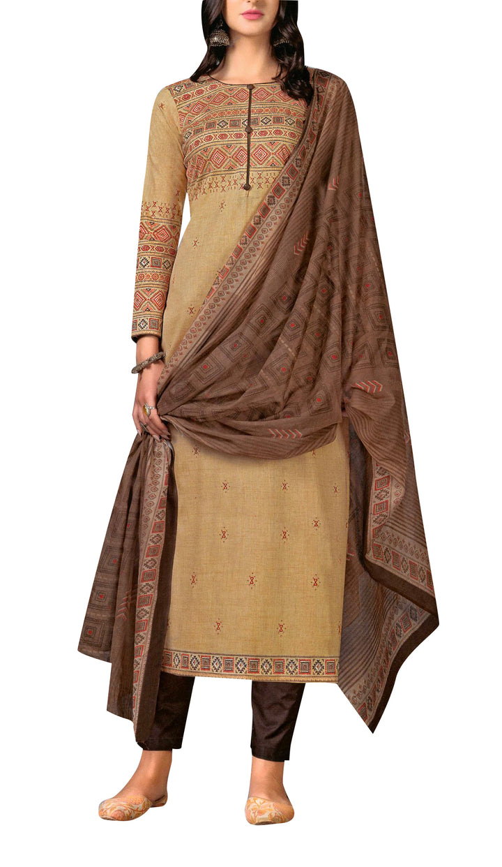 Ladyline Premium Cotton Printed Salwar Kameez Suit with Cotton Dupatta (SNAR820)