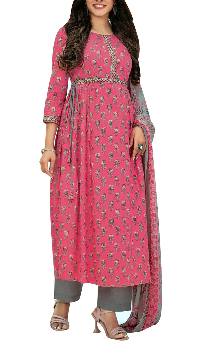 Ladyline Casual Cotton Printed Salwar Kameez Suit for Women with Cotton Dupatta (SSUH770)