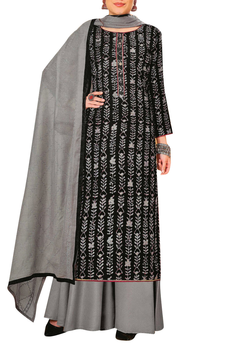 Ladyline Rayon Printed Salwar Kameez Suit with Palazzo Pant & Cotton Dupatta (HLIB1020)