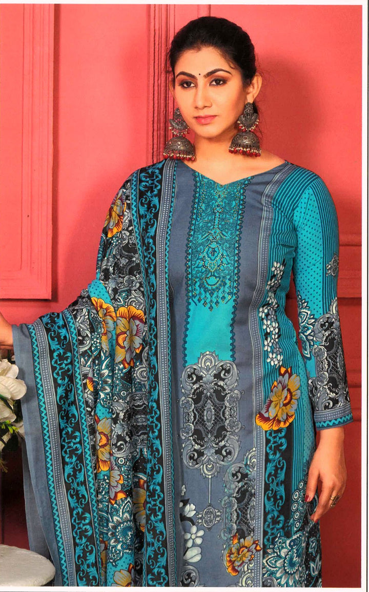Ladyline Casual Womens Cotton Salwar Kameez with Digital Prints and Saroski | Pants and Cotton Dupatta