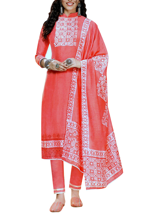 Ladyline Rayon Silk Ethnic Batik Printed Salwar Kameez Suit Sequins Embroidered
