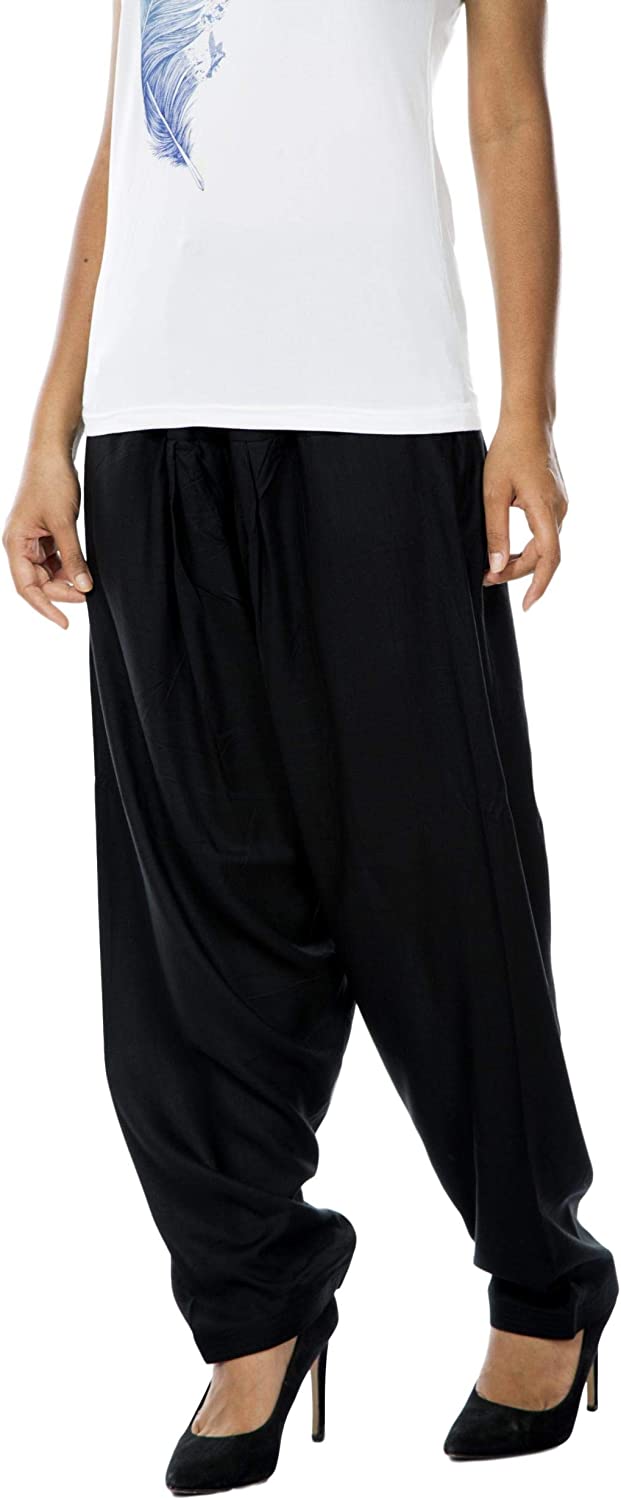 Ladyline Plus Size Plain Rayon Salwar Pants with Pocket & Elastic Waist Closure Yoga Pants