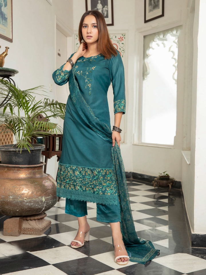 Ladyline Designer Formal Silk Printed Embroidered Salwar Kameez Suit Womens