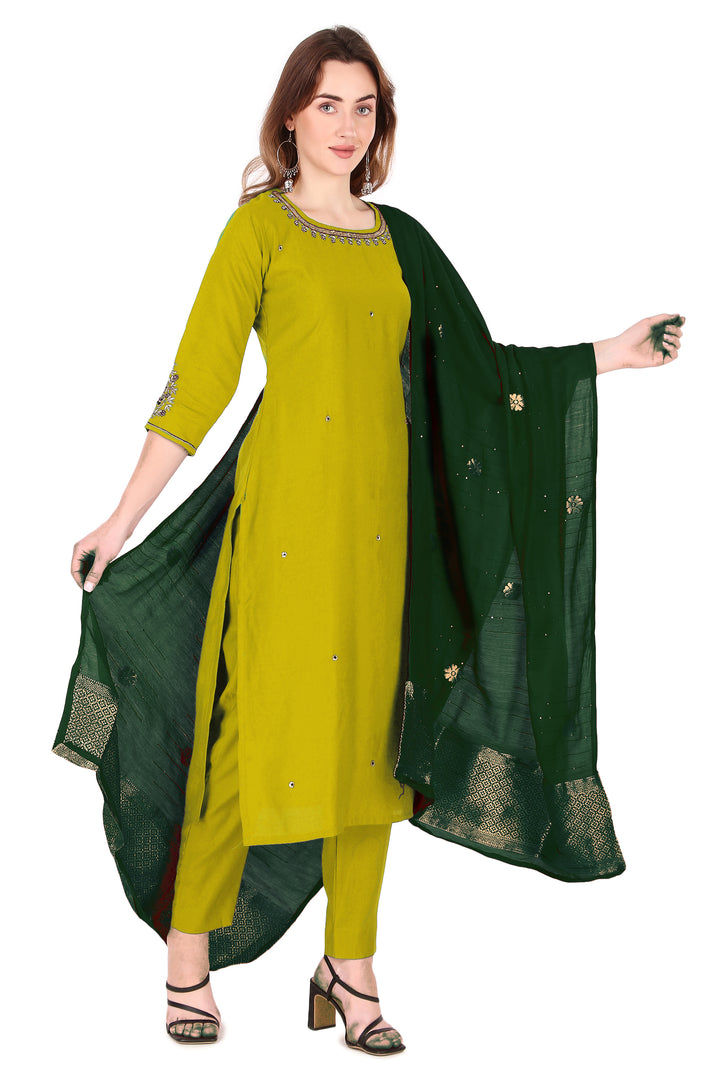 Ladyline Formal Plain Silk Handworked Womens Salwar Kameez Suit
