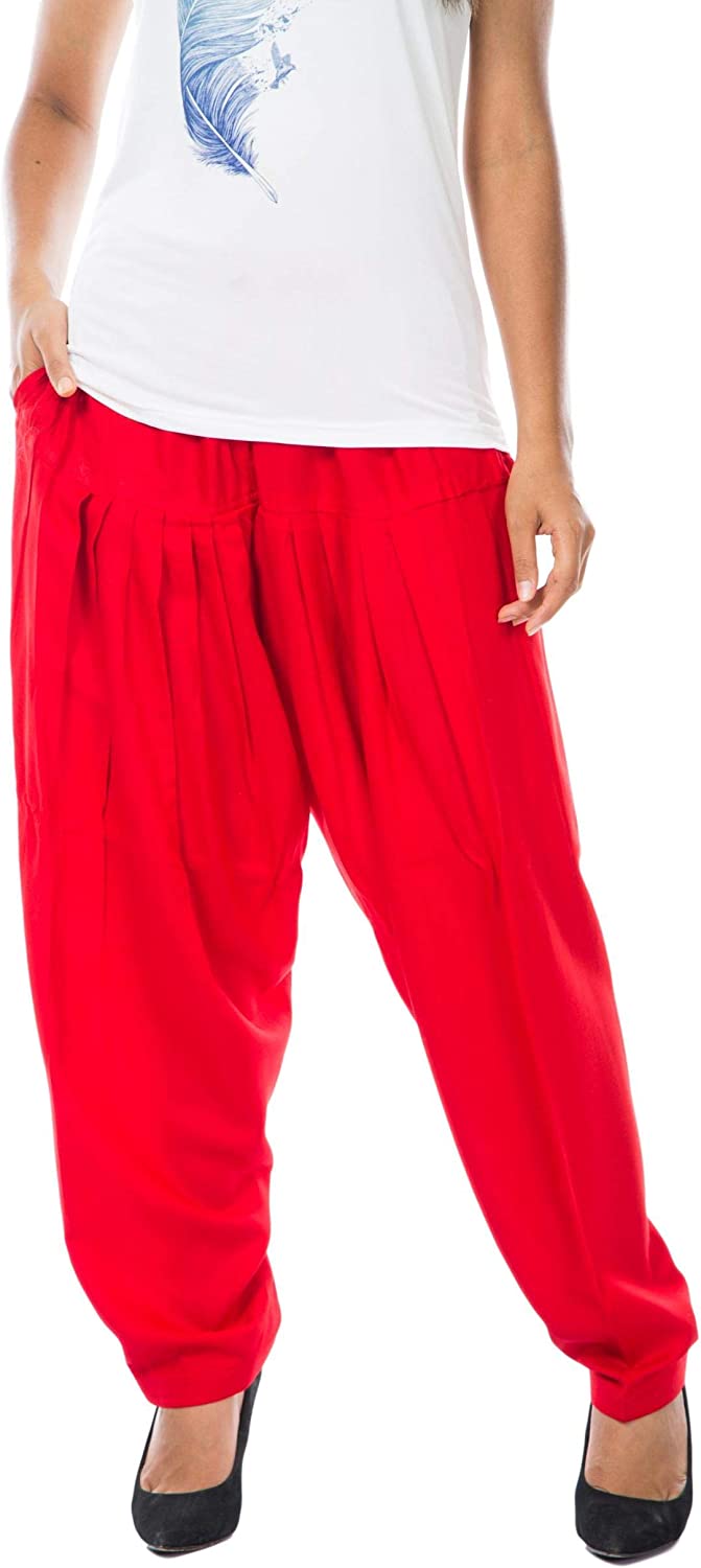 Ladyline Plain Rayon Salwar Pants with Pocket & Elastic Waist Closure Yoga Pants