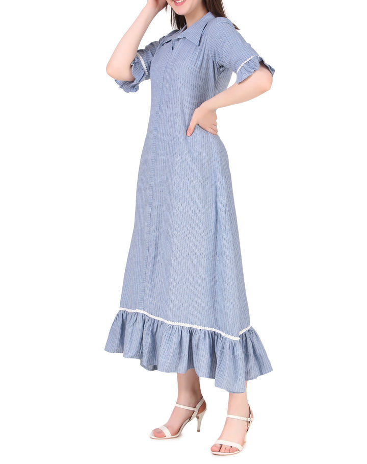 Ladyline Womens 100% Cotton Handloom Anarkali Gown Long Kurta Dress Kurti