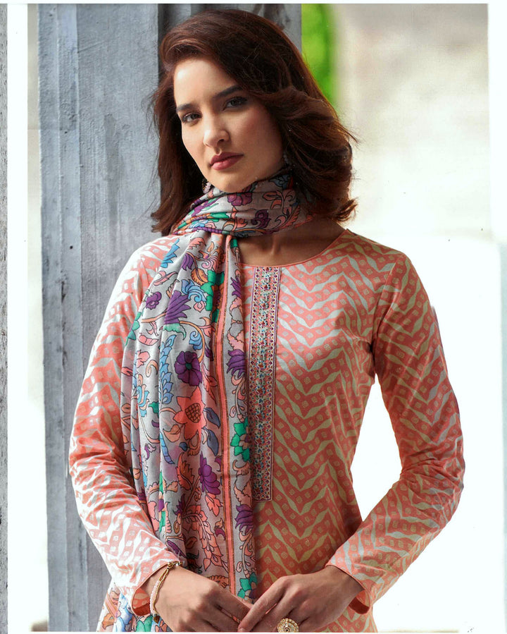 Ladyline Cotton Printed Cutwork Embroidered Salwar Kameez for Women | Pants, Cotton Dupatta