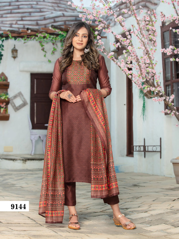 Ladyline Stunning Silk Patola Style Printed Salwar Kameez Suit Indian Pakistani Dress