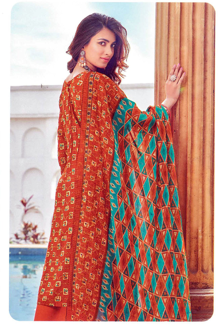 ladyline Formal Viscose Rayon Printed Embroidered Salwar Kameez Suit, Palazzo Pant (RPESK AAMB1030)