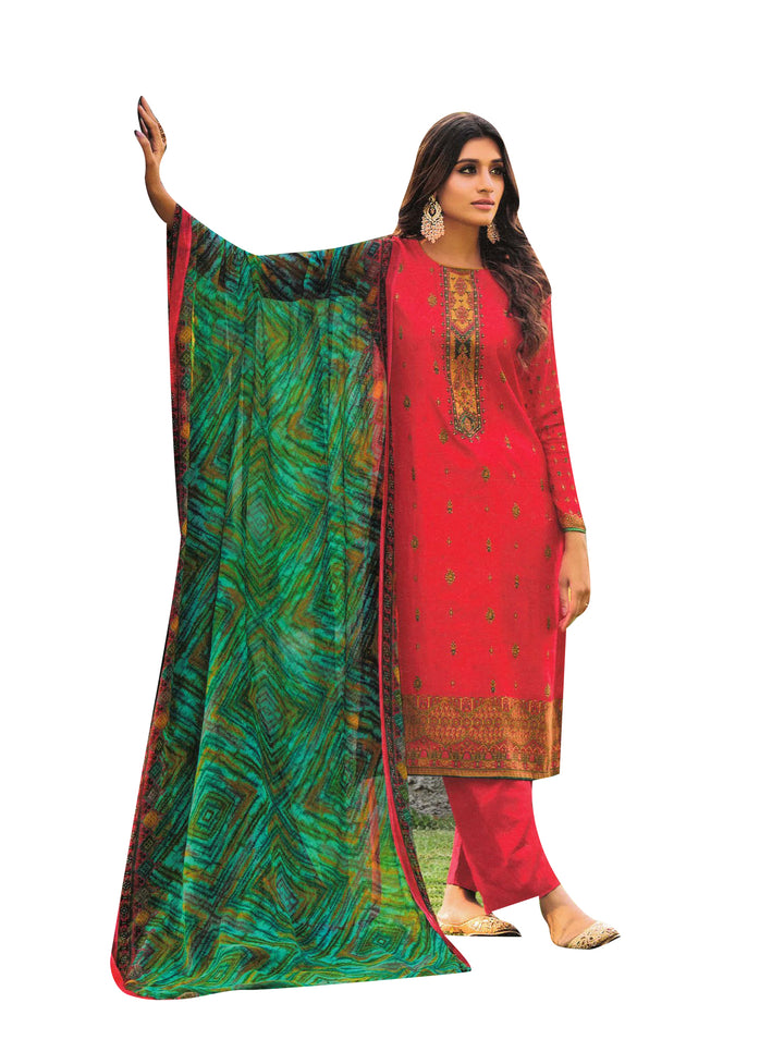 Ladyline Viscose Embroidered Salwar Kameez Suit with Chinon Silk Dupatta Indian Pakistani Dress