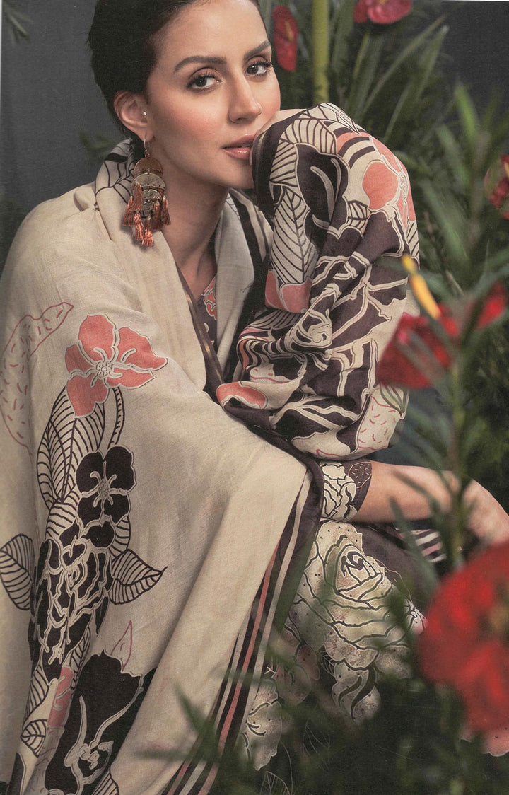 Ladyline Glaze Quality Cotton Digital Printed Saroski Salwar Kameez Suit with Pure Chiffon Dupatta