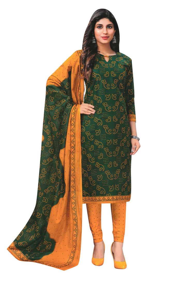 LADYLINE Readymade Bandhej Printed 100% Cotton Salwar Kameez Dress Indian