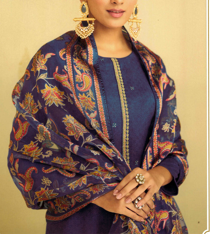 Ladyline Formal Plain Silk Zari Embroidered Sequins Salwar Kameez with Braso Weaving Dupatta (SESK KAAD1999)