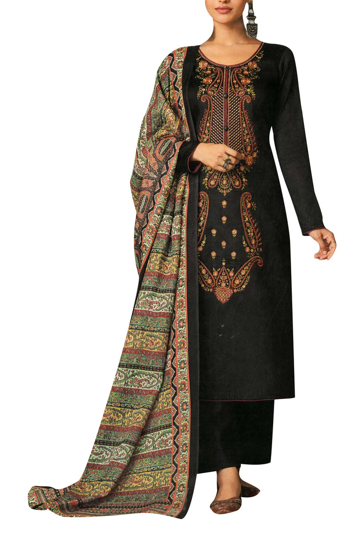 Ladyline Plain Cotton Embroidered Salwar Kameez Suit with Printed Dupatta,Pants (MMUR1380)