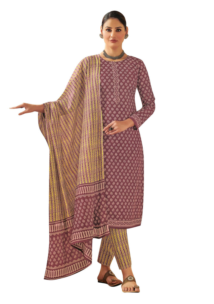 Ladyline Cool Cotton Ethnic Printed Salwar Kameez Suit with Mal Cotton Dupatta and Pants