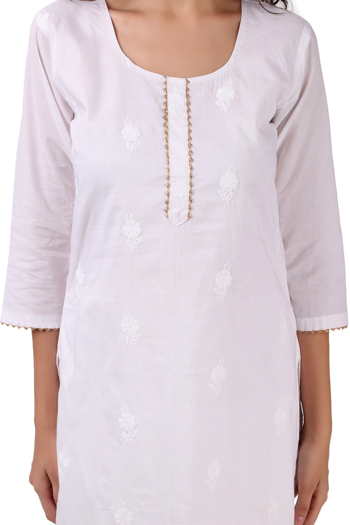 Ladyline White Beauty Hakoba Style Embroidered Lace Salwar Kameez Suit Womens Dress