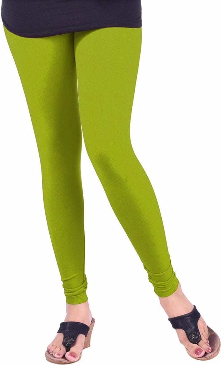 Women Extra Long Churidar Leggings Plain Cotton Yoga Workout Pant Orange  Green 2