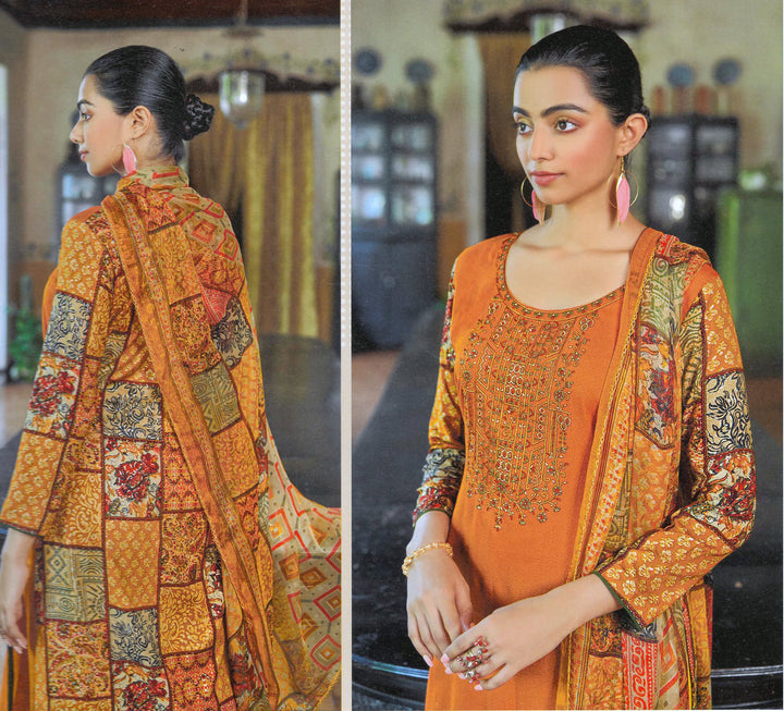 ladyline Formal Viscose Rayon Printed Embroidered Salwar Kameez Suit, Palazzo Pant