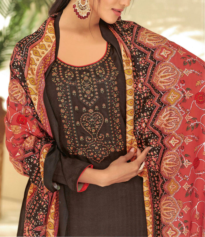 Ladyline Kashmiri Style Embroidered Pashmina Salwar Kameez Suit for Womens
