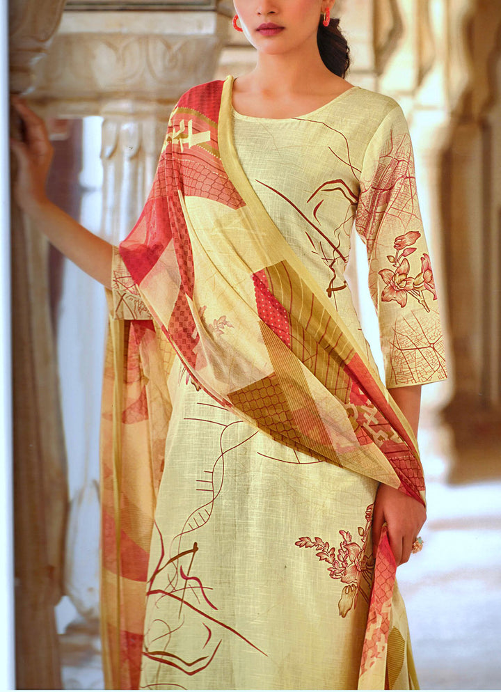 ladyline Casual Linen Cotton Digital Printed Womens Salwar Kameez Suit (CPSK BEME799)