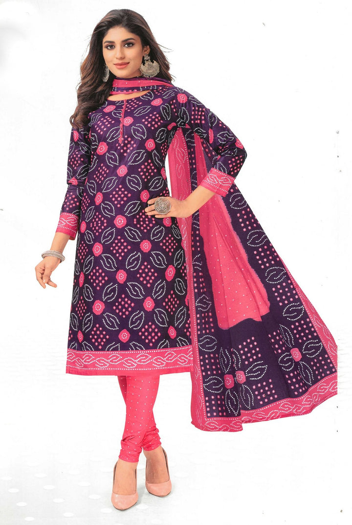 LADYLINE Readymade Bandhej Printed Pure Cotton Salwar Kameez Dress Indian