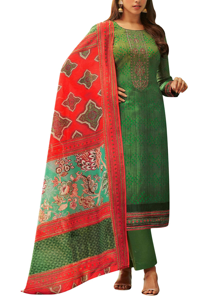 Ladyline Elegant Cotton Printed Embroidered Salwar Kameez for Womens