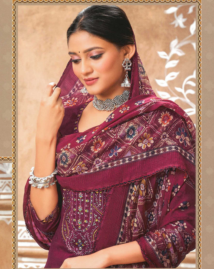 Ladyline Rayon Embroidered Salwar Kameez with Chiffon Dupatta for Womens (ASAK1190)